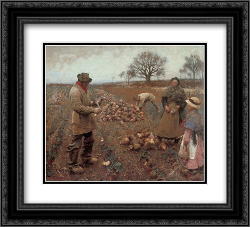 Winter Work 22x20 Black Ornate Wood Framed Art Print Poster with Double Matting by Clausen, Sir George