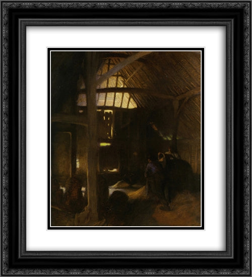 The Dark Barn 20x22 Black Ornate Wood Framed Art Print Poster with Double Matting by Clausen, Sir George