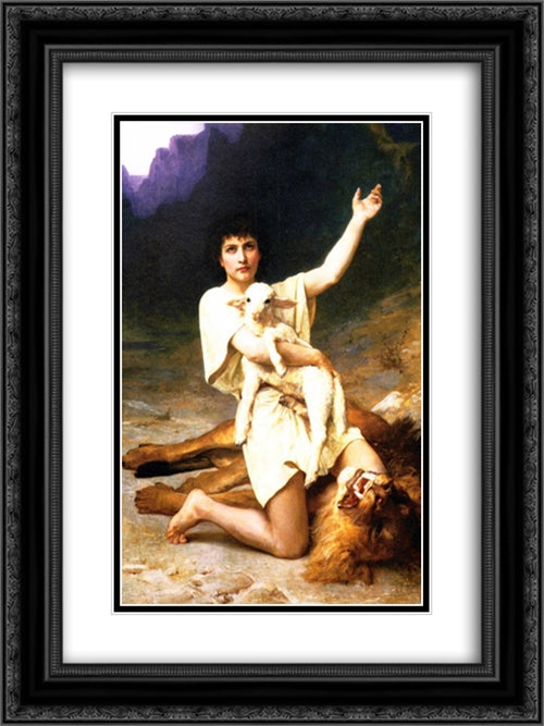 The Shepherd David 18x24 Black Ornate Wood Framed Art Print Poster with Double Matting by Bouguereau, Elizabeth Jane Gardner