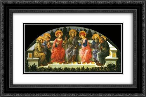 Seven Saints 24x16 Black Ornate Wood Framed Art Print Poster with Double Matting by Lippi, Filippino