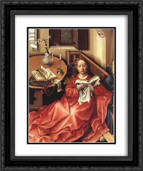 Merode Altarpiece (detail) 20x24 Black Ornate Wood Framed Art Print Poster with Double Matting by Campin, Robert