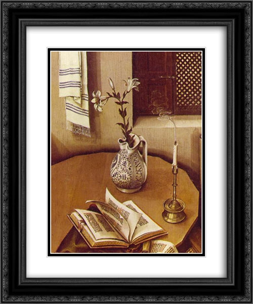 Merode Altarpiece (detail) 20x24 Black Ornate Wood Framed Art Print Poster with Double Matting by Campin, Robert