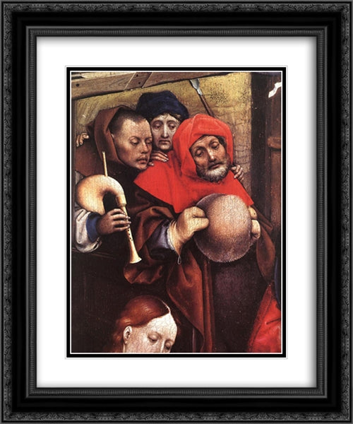 The Nativity (detail) 20x24 Black Ornate Wood Framed Art Print Poster with Double Matting by Campin, Robert