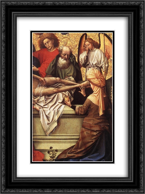 Seilern Triptych (detail) 18x24 Black Ornate Wood Framed Art Print Poster with Double Matting by Campin, Robert
