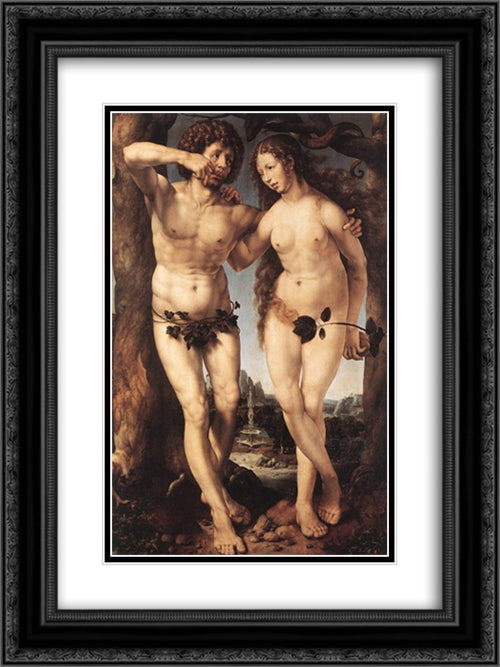 Adam and Eve 18x24 Black Ornate Wood Framed Art Print Poster with Double Matting by Mabuse
