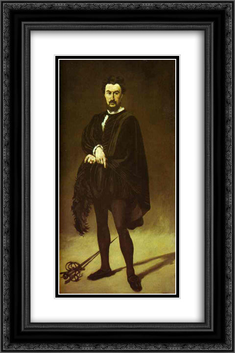 The Tragedian Actor 16x24 Black Ornate Wood Framed Art Print Poster with Double Matting by Manet, Edouard