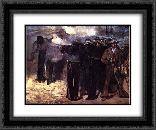 Study for 'The Execution of Emperor Maximilian' 24x20 Black Ornate Wood Framed Art Print Poster with Double Matting by Manet, Edouard