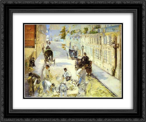 The road-menders, Rue de Berne 24x20 Black Ornate Wood Framed Art Print Poster with Double Matting by Manet, Edouard