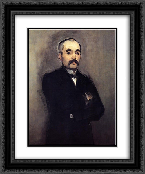 Portrait of Georges Clemenceau 20x24 Black Ornate Wood Framed Art Print Poster with Double Matting by Manet, Edouard