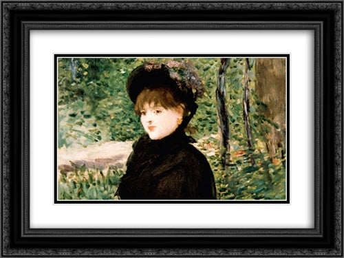 The stroll 24x18 Black Ornate Wood Framed Art Print Poster with Double Matting by Manet, Edouard