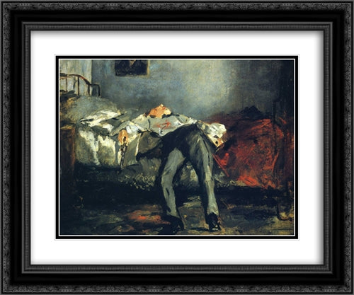The Suicide 24x20 Black Ornate Wood Framed Art Print Poster with Double Matting by Manet, Edouard