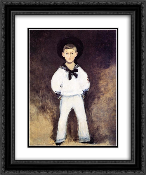 Portrait of Henry Bernstein as a Child 20x24 Black Ornate Wood Framed Art Print Poster with Double Matting by Manet, Edouard