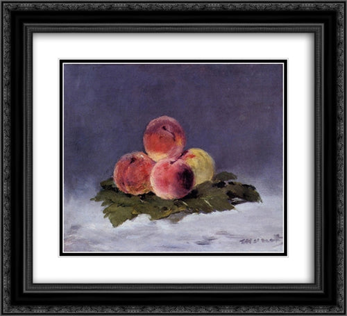 Peaches 22x20 Black Ornate Wood Framed Art Print Poster with Double Matting by Manet, Edouard