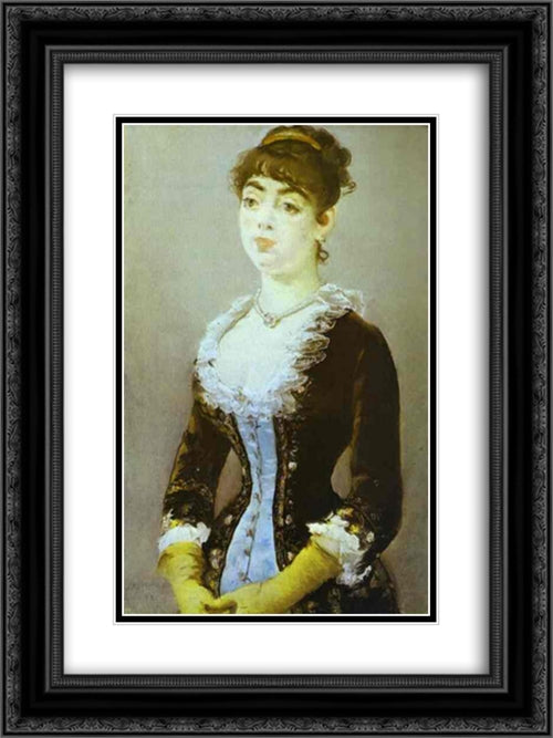 Portrait of madame Michel-Levy 18x24 Black Ornate Wood Framed Art Print Poster with Double Matting by Manet, Edouard