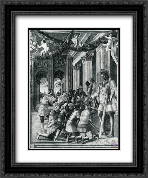 Scenes from the Life of St.Christopher 20x24 Black Ornate Wood Framed Art Print Poster with Double Matting by Mantegna, Andrea