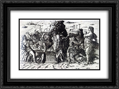 The Entombment 24x18 Black Ornate Wood Framed Art Print Poster with Double Matting by Mantegna, Andrea
