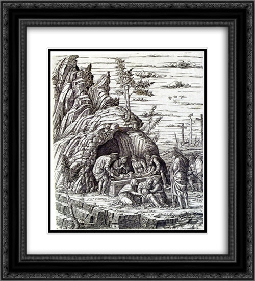 The Entombment 20x22 Black Ornate Wood Framed Art Print Poster with Double Matting by Mantegna, Andrea