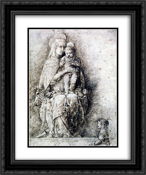 Virgin and Child 20x24 Black Ornate Wood Framed Art Print Poster with Double Matting by Mantegna, Andrea