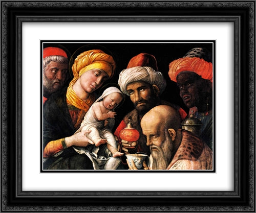 Adoration of the Magi 24x20 Black Ornate Wood Framed Art Print Poster with Double Matting by Mantegna, Andrea