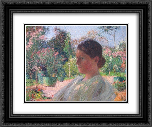 In the Garden 24x20 Black Ornate Wood Framed Art Print Poster with Double Matting by Martin, Henri