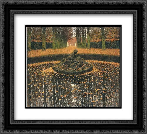 Fountain of the Versailles Queen 22x20 Black Ornate Wood Framed Art Print Poster with Double Matting by Martin, Henri