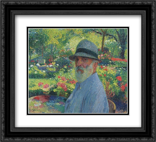 Self Portrait in the Garden 22x20 Black Ornate Wood Framed Art Print Poster with Double Matting by Martin, Henri