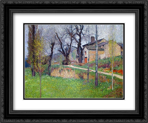 The House of Sabotier 24x20 Black Ornate Wood Framed Art Print Poster with Double Matting by Martin, Henri