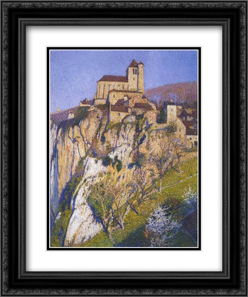 View of Saint Cirq Lapopie 20x24 Black Ornate Wood Framed Art Print Poster with Double Matting by Martin, Henri
