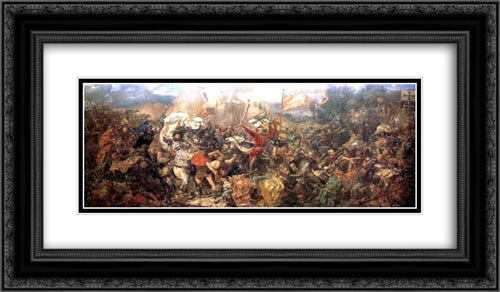 Battle of Grunwald 24x14 Black Ornate Wood Framed Art Print Poster with Double Matting by Matejko, Jan