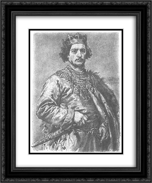 Boleslaw the Bold 20x24 Black Ornate Wood Framed Art Print Poster with Double Matting by Matejko, Jan