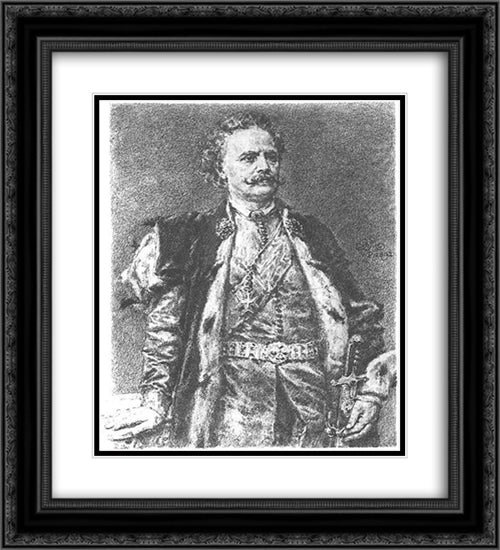 Stanislaw Leszczynski 20x22 Black Ornate Wood Framed Art Print Poster with Double Matting by Matejko, Jan