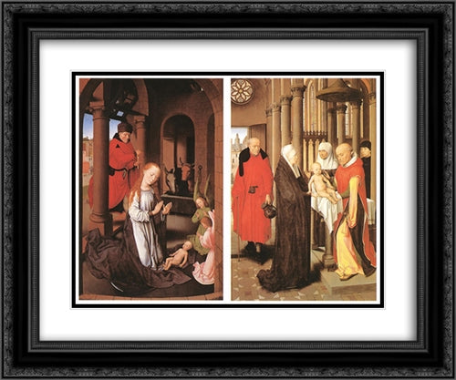 Wings of a Triptych 24x20 Black Ornate Wood Framed Art Print Poster with Double Matting by Memling, Hans
