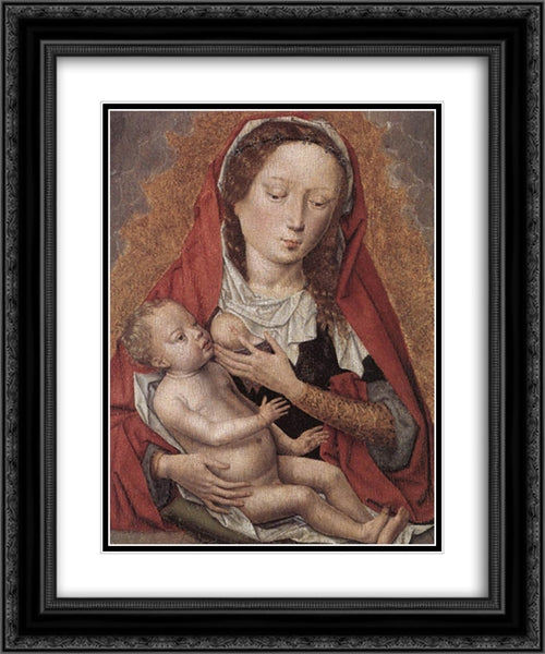 Virgin and Child 20x24 Black Ornate Wood Framed Art Print Poster with Double Matting by Memling, Hans