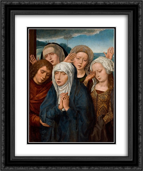 The Mourning Virgin with St. John and the Pious Women from Galilee 20x24 Black Ornate Wood Framed Art Print Poster with Double Matting by Memling, Hans