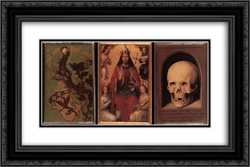 Triptych of Earthly Vanity and Divine Salvation 24x16 Black Ornate Wood Framed Art Print Poster with Double Matting by Memling, Hans
