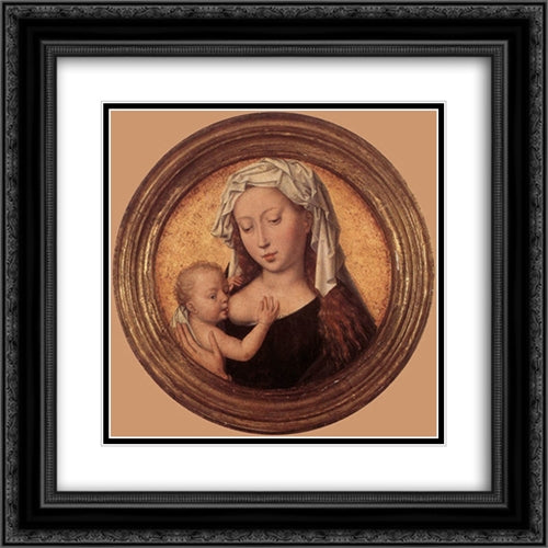 Virgin Suckling the Child 20x20 Black Ornate Wood Framed Art Print Poster with Double Matting by Memling, Hans