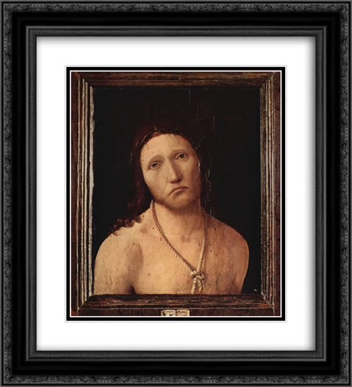 Ecce Homo 20x22 Black Ornate Wood Framed Art Print Poster with Double Matting by Messina, Antonello da