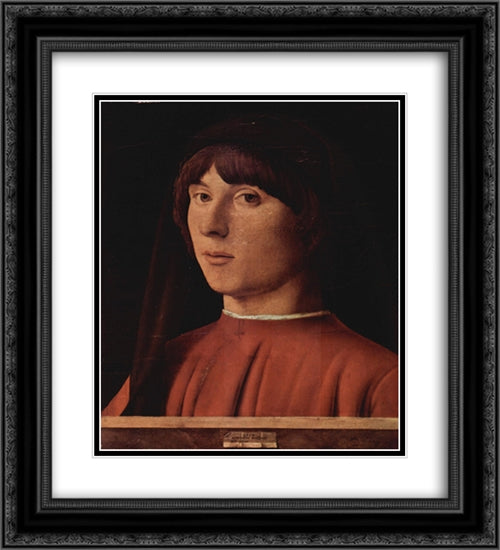 Portrait of a Man 20x22 Black Ornate Wood Framed Art Print Poster with Double Matting by Messina, Antonello da