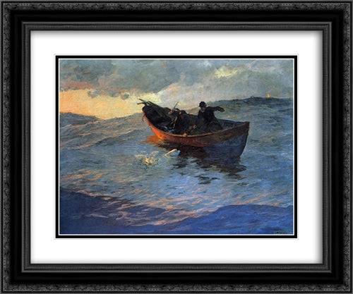 On the Suffolk Coast 02 24x20 Black Ornate Wood Framed Art Print Poster with Double Matting by Metcalf, Willard