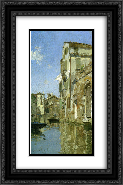 Venice 16x24 Black Ornate Wood Framed Art Print Poster with Double Matting by Metcalf, Willard