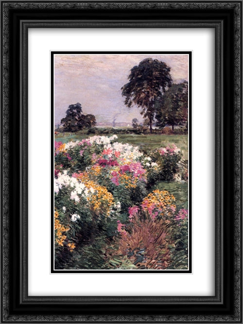 Purple, White and Gold 18x24 Black Ornate Wood Framed Art Print Poster with Double Matting by Metcalf, Willard