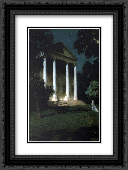 May Night 18x24 Black Ornate Wood Framed Art Print Poster with Double Matting by Metcalf, Willard