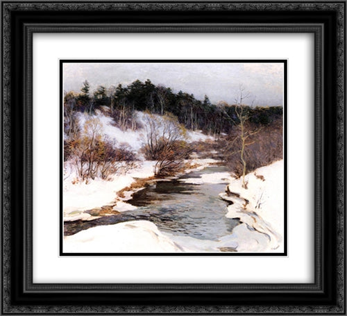 The Frozen Pool, March 22x20 Black Ornate Wood Framed Art Print Poster with Double Matting by Metcalf, Willard