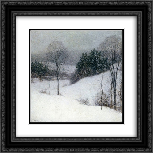 The White Veil 20x20 Black Ornate Wood Framed Art Print Poster with Double Matting by Metcalf, Willard