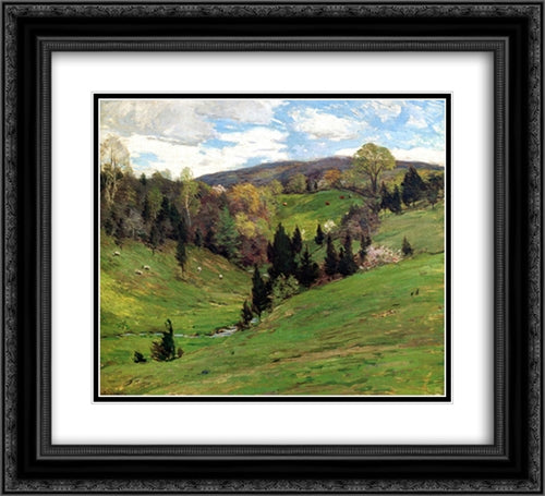 Flying Shadows 22x20 Black Ornate Wood Framed Art Print Poster with Double Matting by Metcalf, Willard