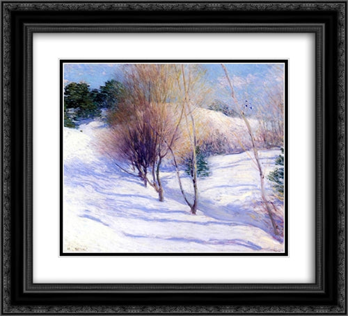Winter in New Hampshire 22x20 Black Ornate Wood Framed Art Print Poster with Double Matting by Metcalf, Willard
