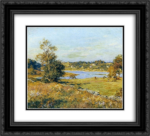 The Breath of Autumn (Waterford, Connecticut) 22x20 Black Ornate Wood Framed Art Print Poster with Double Matting by Metcalf, Willard