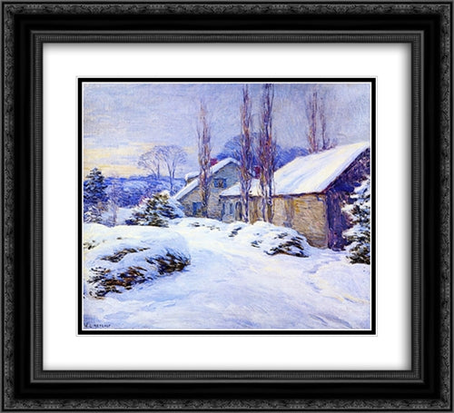 Winter Afternoon 22x20 Black Ornate Wood Framed Art Print Poster with Double Matting by Metcalf, Willard