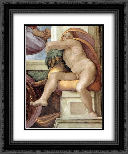 Ignudo 20x24 Black Ornate Wood Framed Art Print Poster with Double Matting by Michelangelo