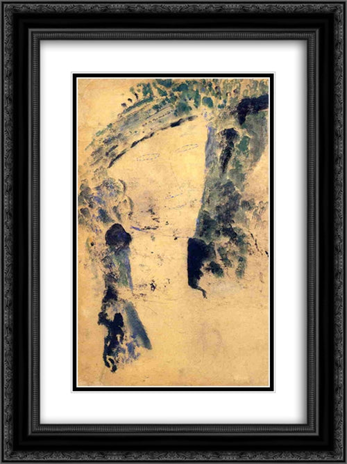 Portrait of a Woman 18x24 Black Ornate Wood Framed Art Print Poster with Double Matting by Modigliani, Amedeo
